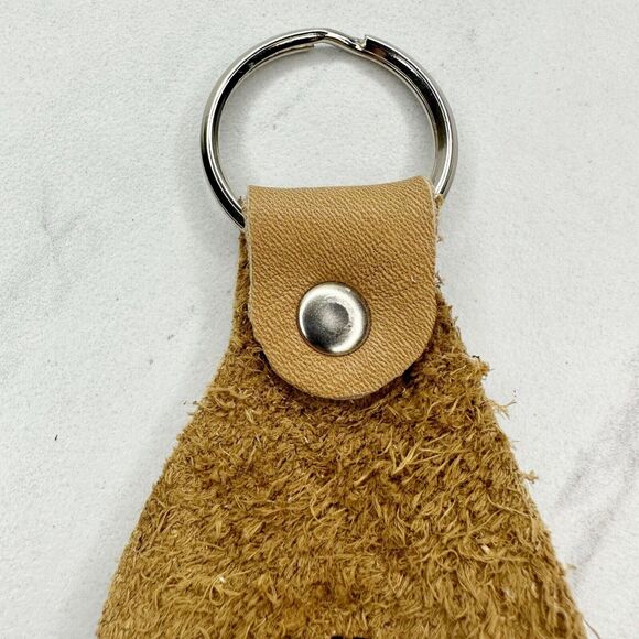 Soft Brown Leather Fringe Western Concho Boho Keychain Keyring - Picture 7 of 9